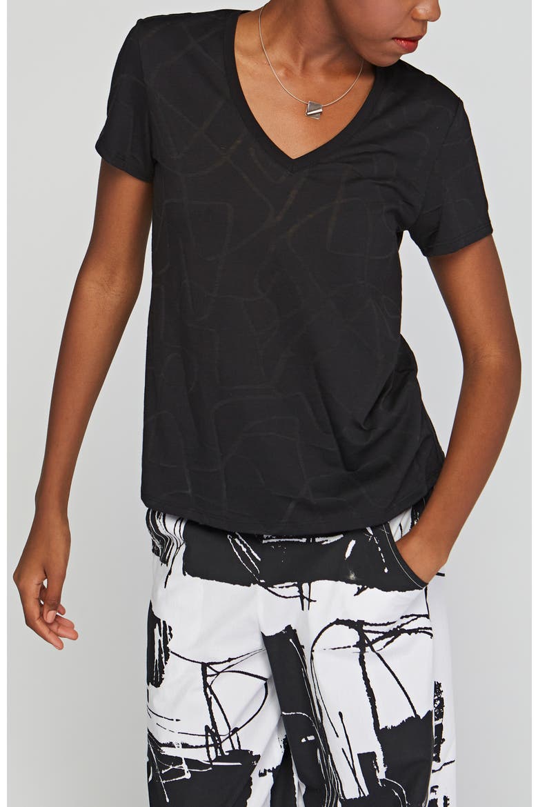 Brio Devore Cotton Jersey T-Shirt, Main, color, Black