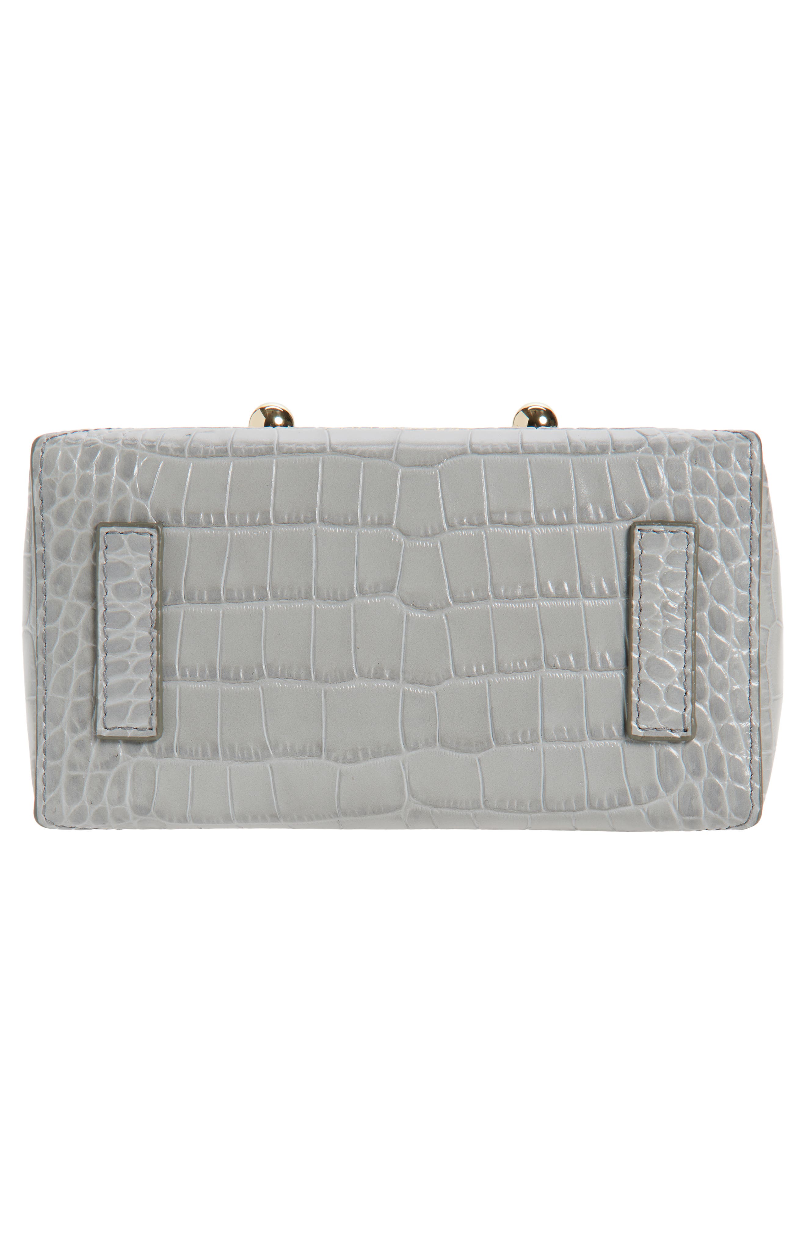 Strathberry Nano Mosaic Croc Embossed Top Handle Bag, Alternate, color, Stone Grey