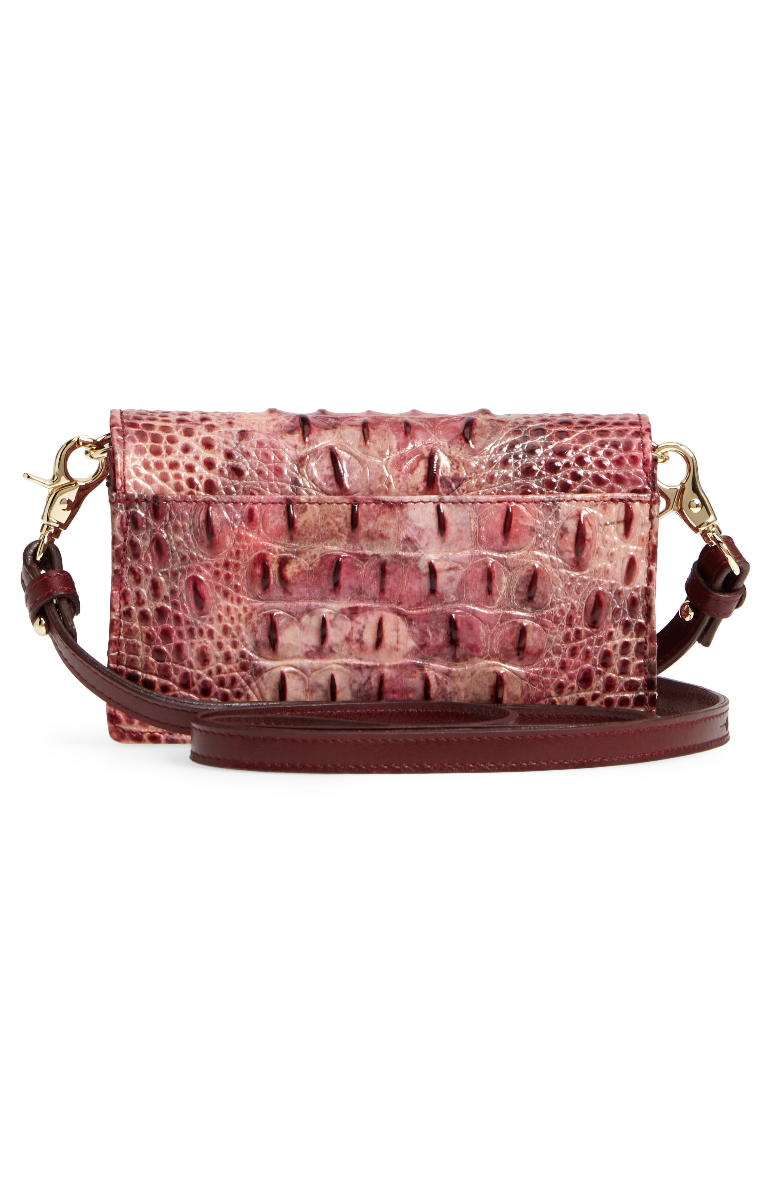 Nadia Croc Embossed Leather Crossbody Bag, Alternate, color, FREESIA