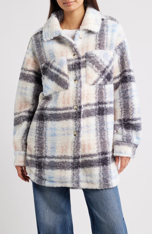 Thread & Supply Plaid Fleece Shirt Jacket In White