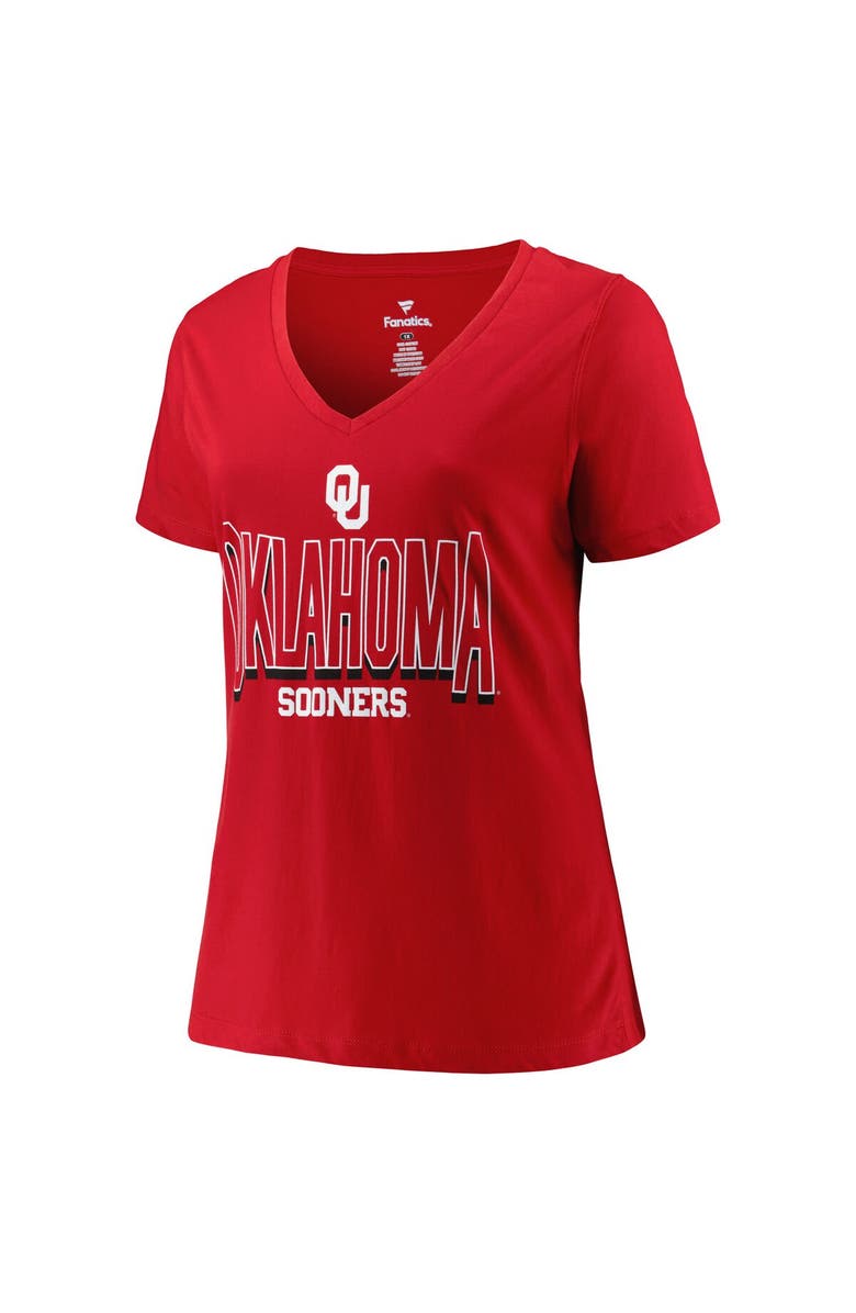 FANATICS Women's Fanatics Branded  Crimson Oklahoma Sooners Plus Size Sideline Route V-Neck T-Shirt, Alternate, color, 