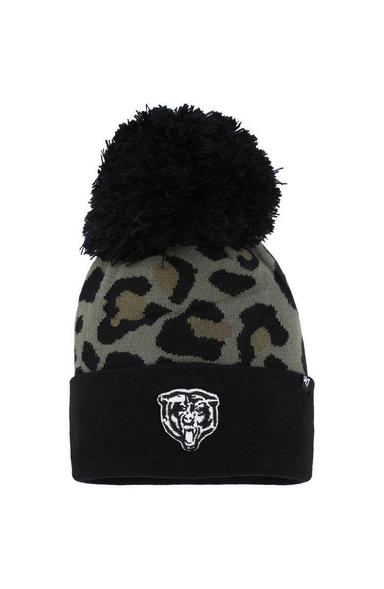 '47 Women's '47 Green/Black Chicago Bears Bagheera Cuffed Knit Hat with Pom, Main, color, 
