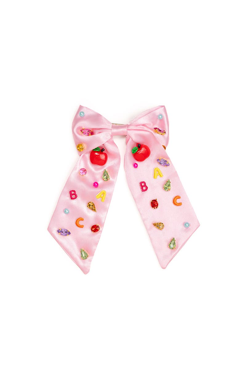 Sweet Wink Back To School Cutie Gemstone Hair Bow Clip, Main, color, 
