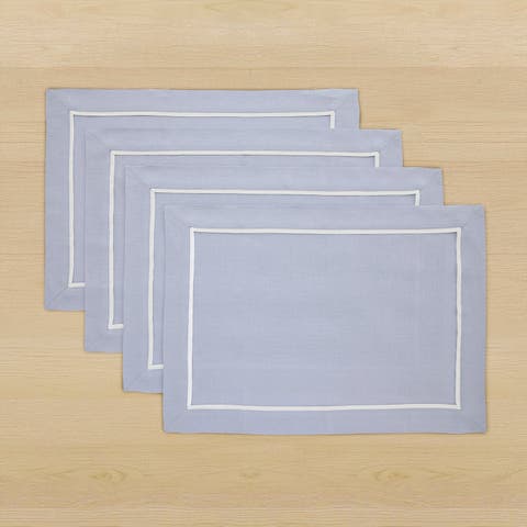 Linen Placemats Set of 4, 14 x 19 Inch for Dining Table, Holiday and Everyday Table Decor - Kensington