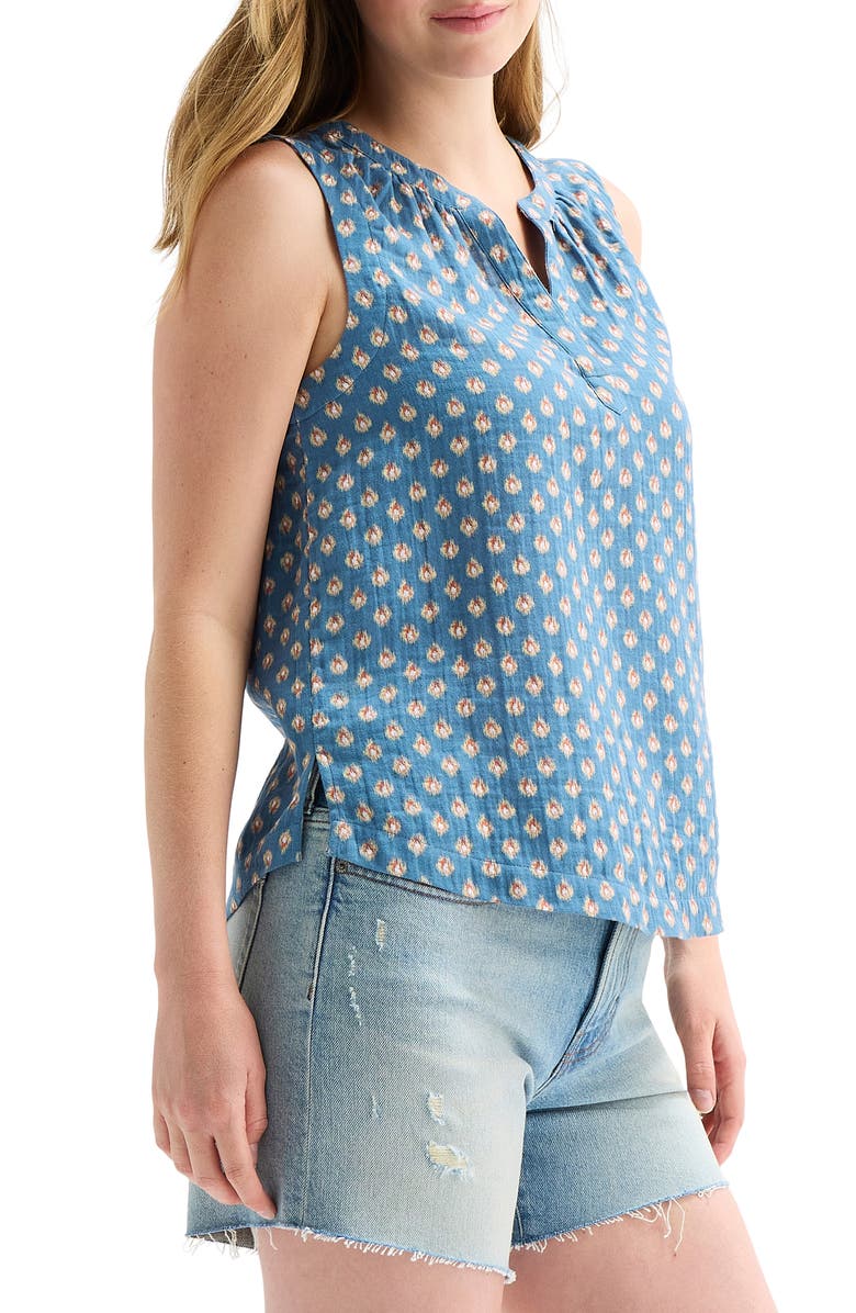 Lucky Brand Split Neck Sleeveless Top, Alternate, color, Navy Multi