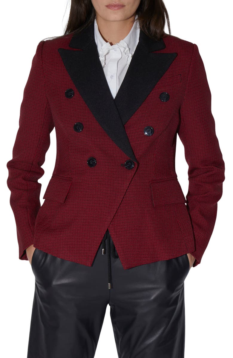 Walter Baker Phelps Houndstooth Double Breasted Blazer Jacket, Main, color,