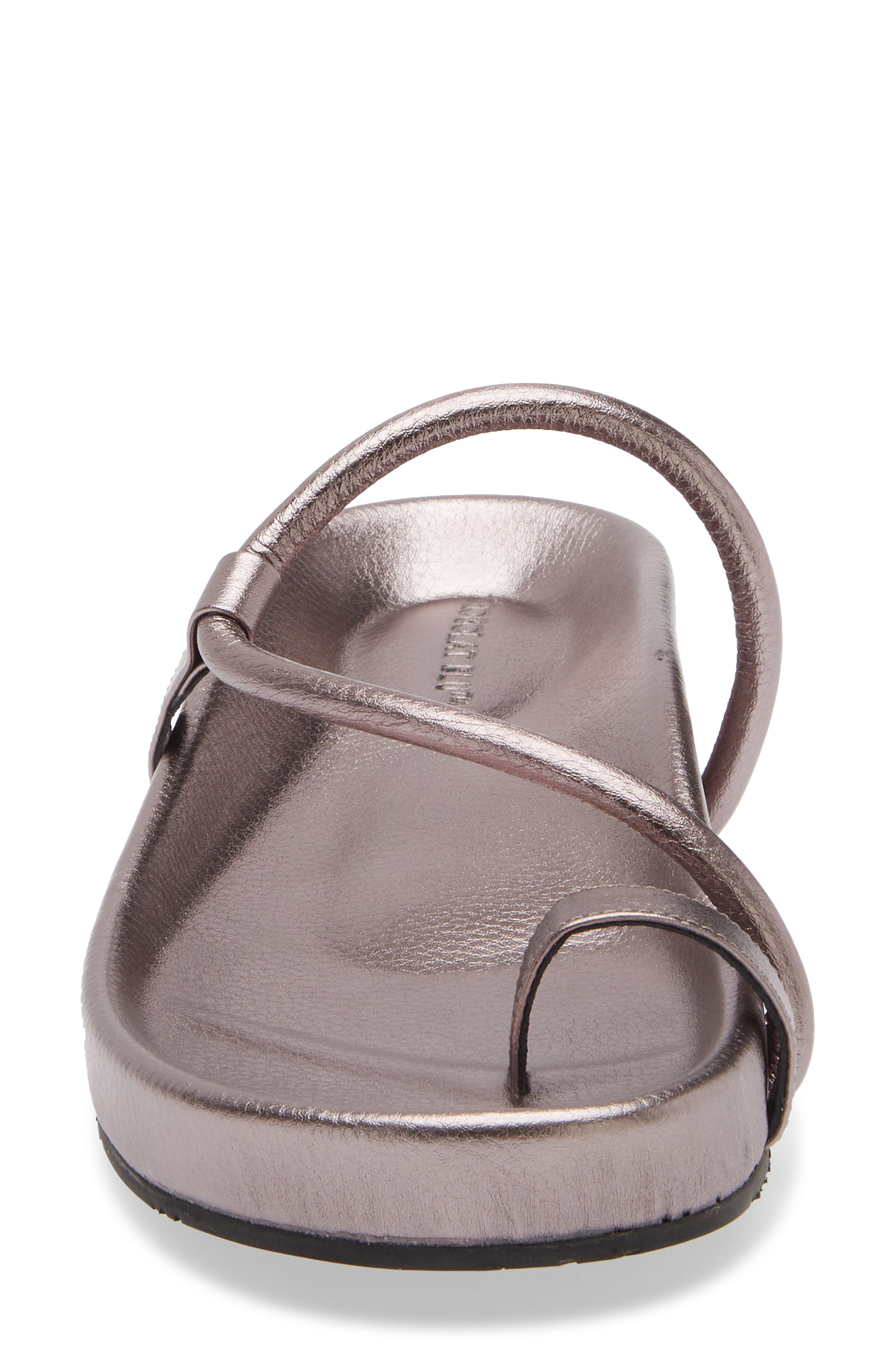 Zina Slide Sandal, Alternate, color, GUNMETAL LEATHER