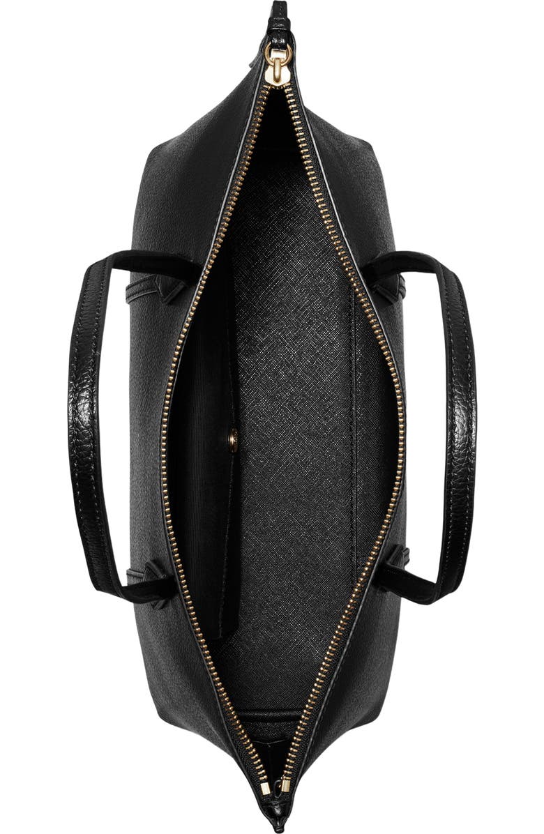 Tory Burch Small Perry Leather Zip Tote, Alternate, color, Black