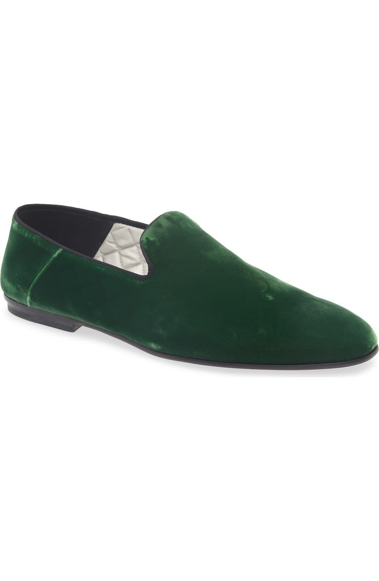 TOM FORD Velvet Smoking Slipper, Main, color, Emerald