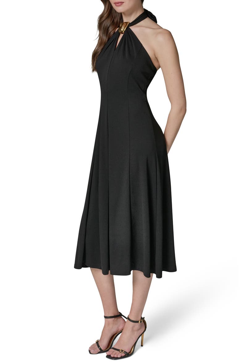 Keyhole Hardware Halter Dress, Alternate, color, BLACK