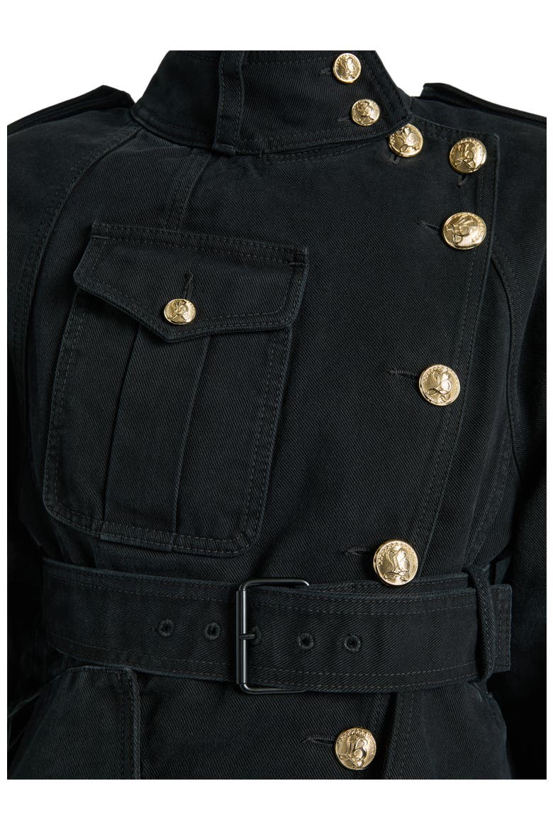 Denim Peplum Jacket, Alternate, color, black
