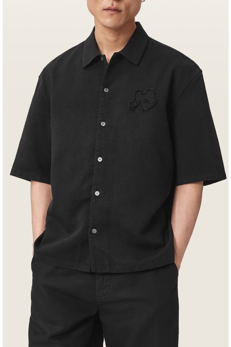 Torres Short Sleeve Button Up Shirt, Main, color, ORCA BLACK