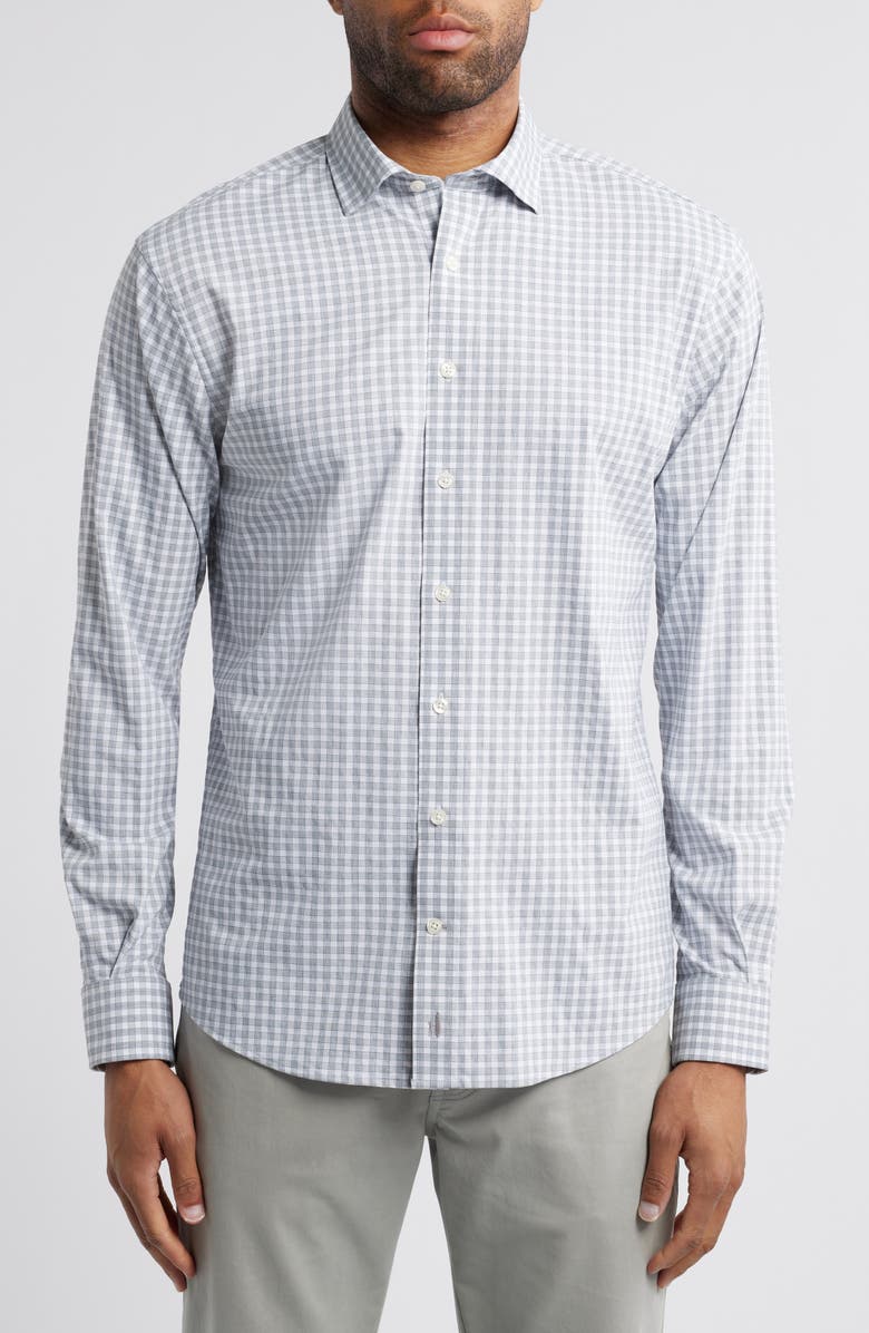 johnnie-O Westwood Plaid Button-Up Shirt, Main, color, Light Gray