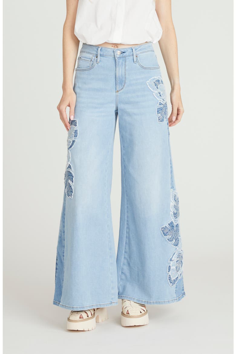 Ronnie Embroidered Wide Leg Jeans, Main, color, LIGHT WASH