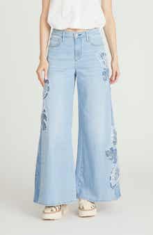 Ronnie Embroidered Wide Leg Jeans