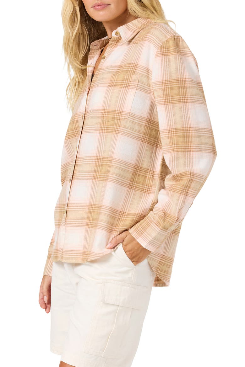 Logan Plaid Flannel Shirt, Alternate, color, PEACH LIGHT