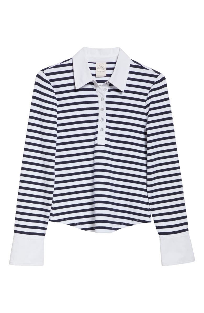Cinq à Sept Jaden Stripe Polo Top, Alternate, color, Navy/ White