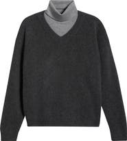 STAUD Doris Layered Look Cashmere Sweater