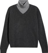 STAUD Doris Layered Look Cashmere Sweater