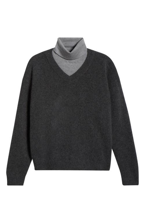 Staud Doris Layered Look Cashmere Sweater In Gray
