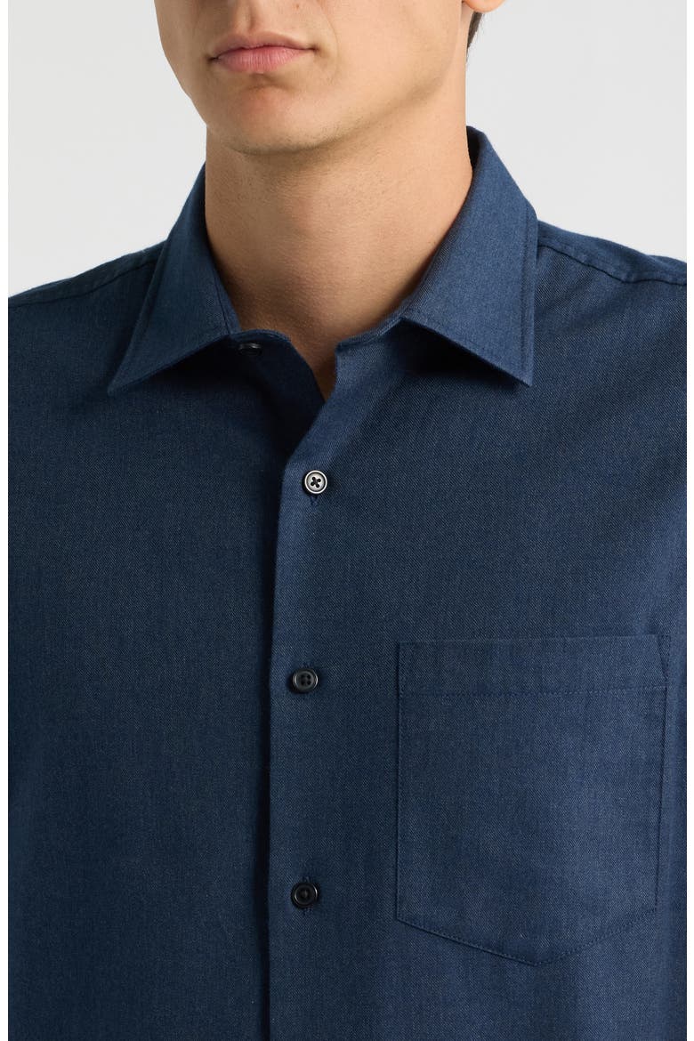Cotton & Cashmere Flannel Button-Up Shirt, Alternate, color, NAVY HEATHER