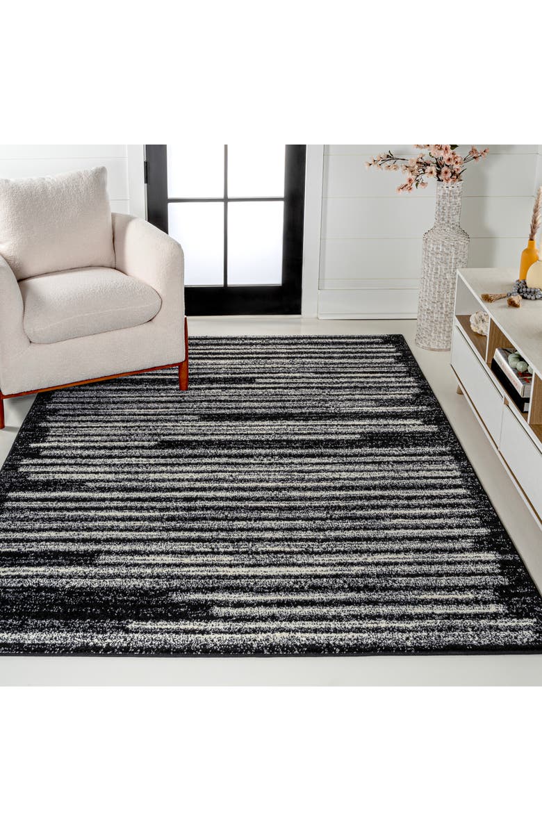 JONATHAN Y Khalil Modern Berber Stripe Area Rug, Alternate, color, Black/Cream