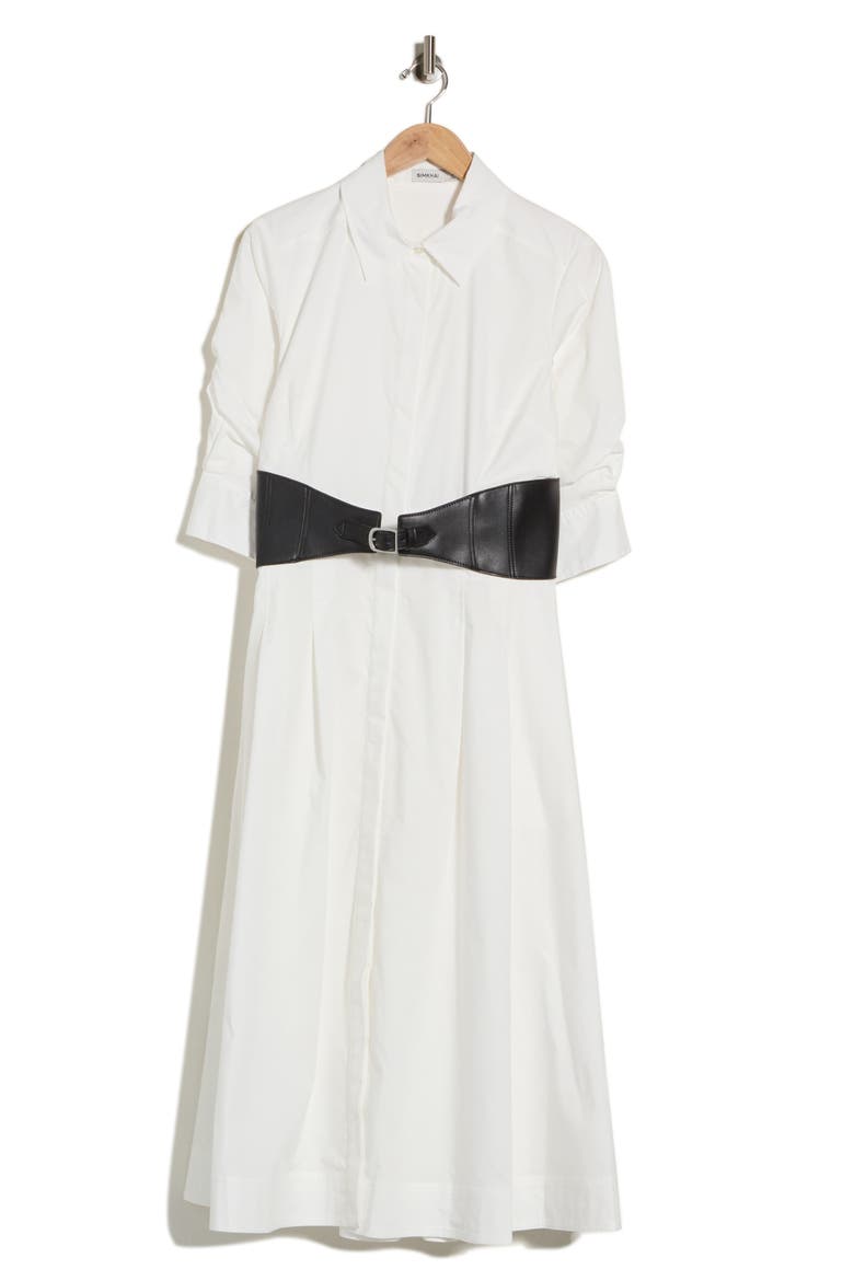 Olson Belted Midi Shirtdress, Alternate, color, WHITE