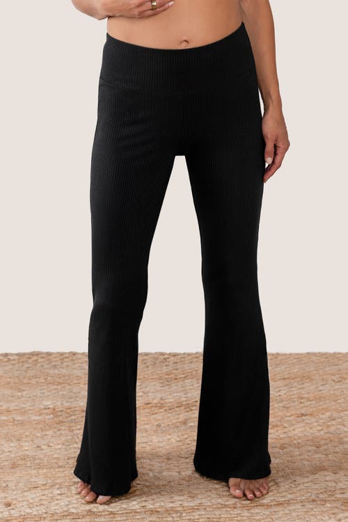 Jjwinks The Getaway Ribbed Lounge & Sleep Pants With Flare In Black