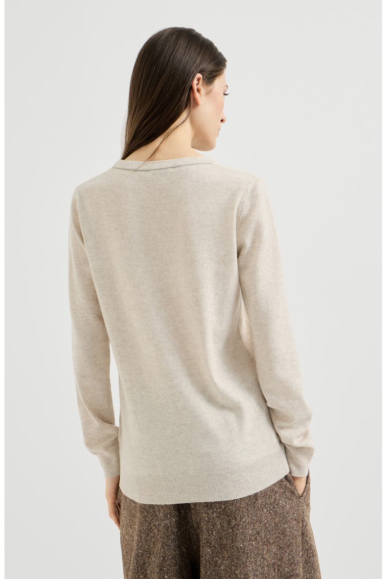 Cashmere sweater with monili, Alternate, color, Oat