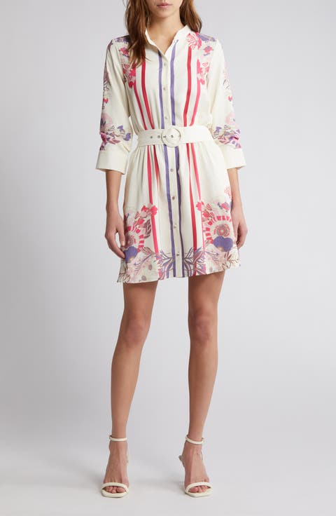 Suzette Mixed Print Mini Shirtdress
