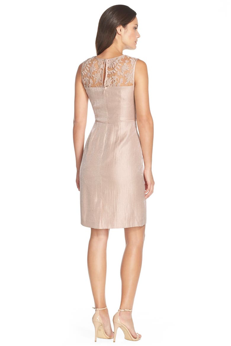 Embroidered Lace Illusion Yoke Sheath Dress & Topper, Alternate, color, JUTE