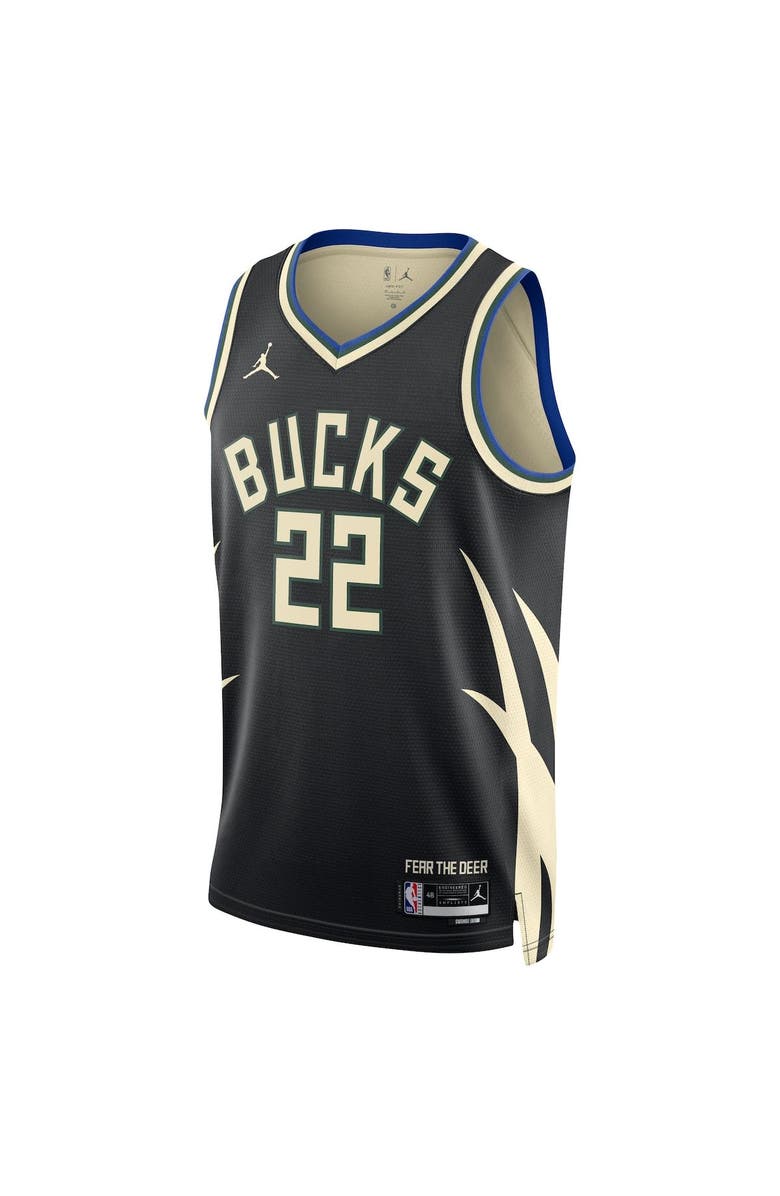 Jordan Brand Unisex Jordan Brand Khris Middleton Black Milwaukee Bucks Swingman Jersey - Statement Edition, Alternate, color, 