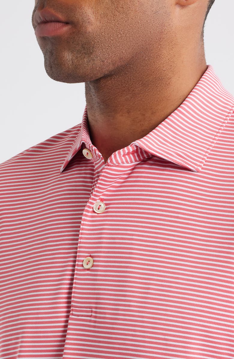 Peter Millar Grace Stripe Performance Piqué Polo, Alternate, color, Tango Pink