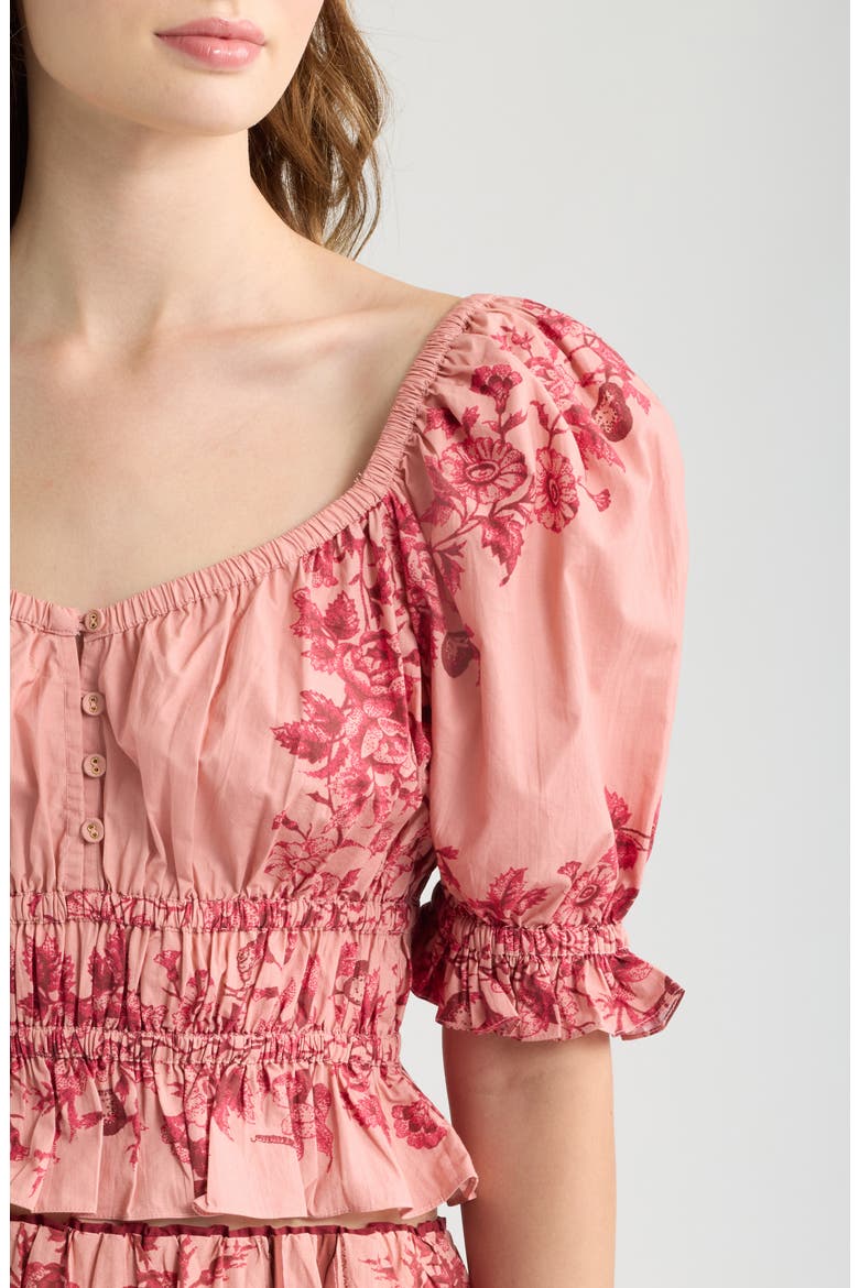 Rebecca Puffed Sleeve Organic Cotton Top, Alternate, color, OREE PRINT