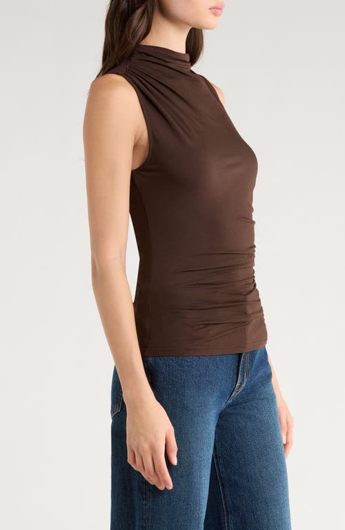 Rails Christen Ruched Mock Neck Sleeveless Top In Brown