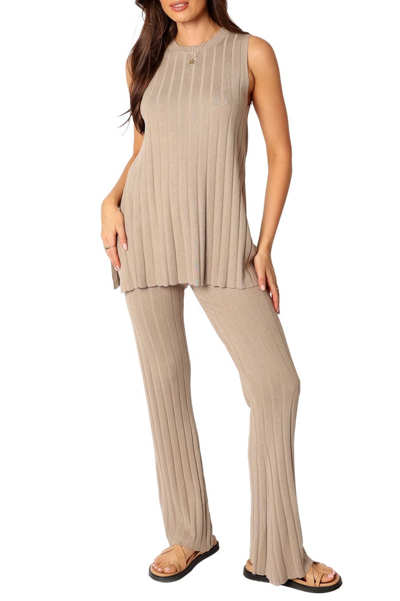 Silvie Wide Rib Sweater Tank & Straight Leg Pants Set, Main, color, BEIGE/KHAKI