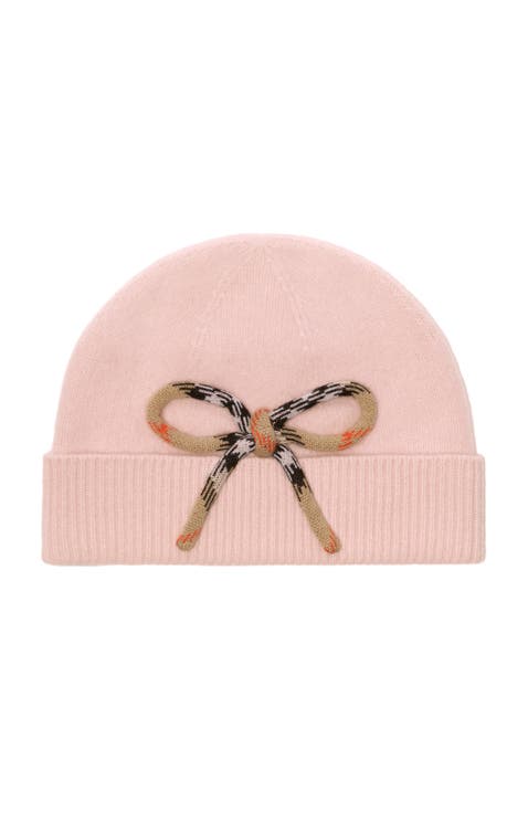 Check Bow Wool Cashmere Beanie