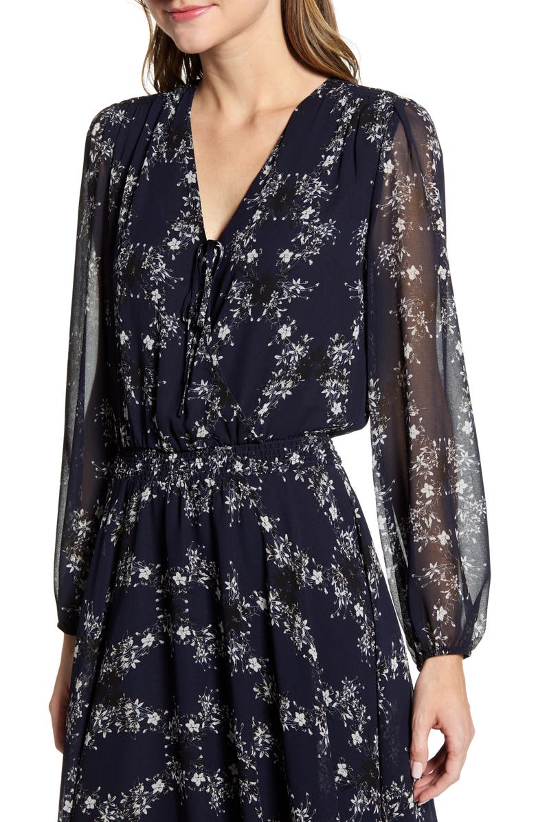 1.STATE Long Sleeve Floral Handkerchief Hem Dress, Alternate, color, 