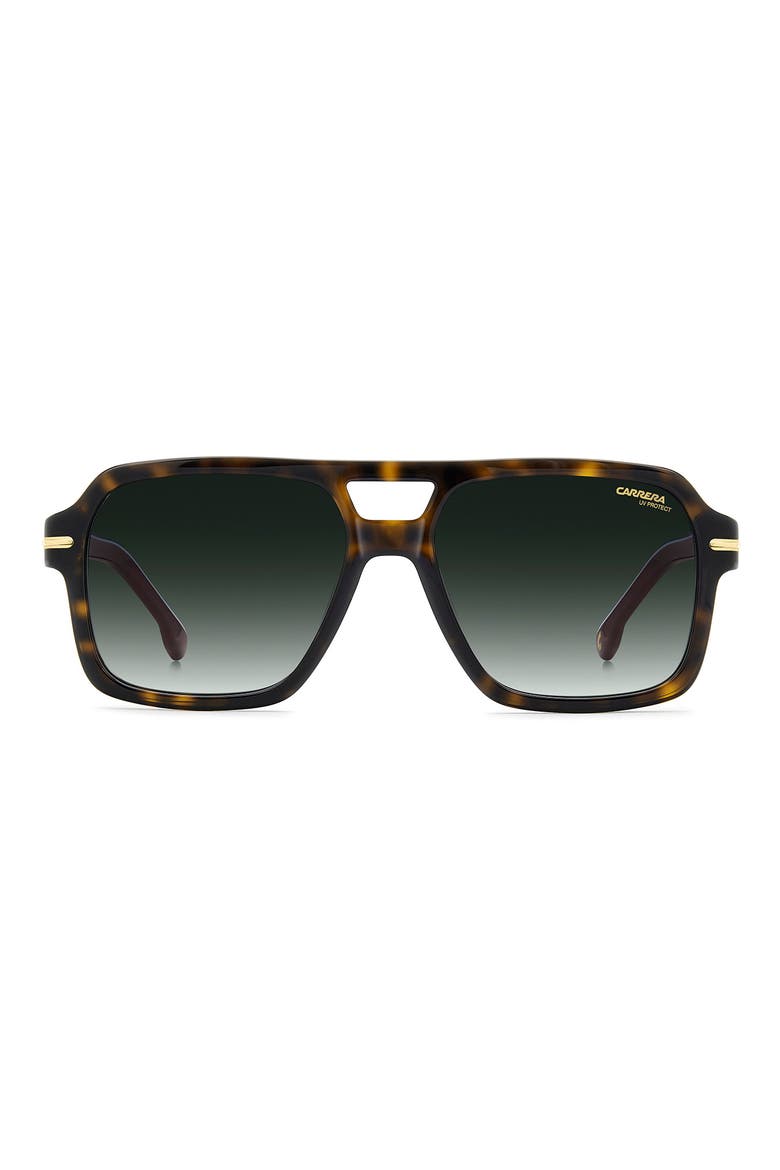 56mm Gradient Square Sunglasses, Main, color, HAVANA/ GREEN SHADED