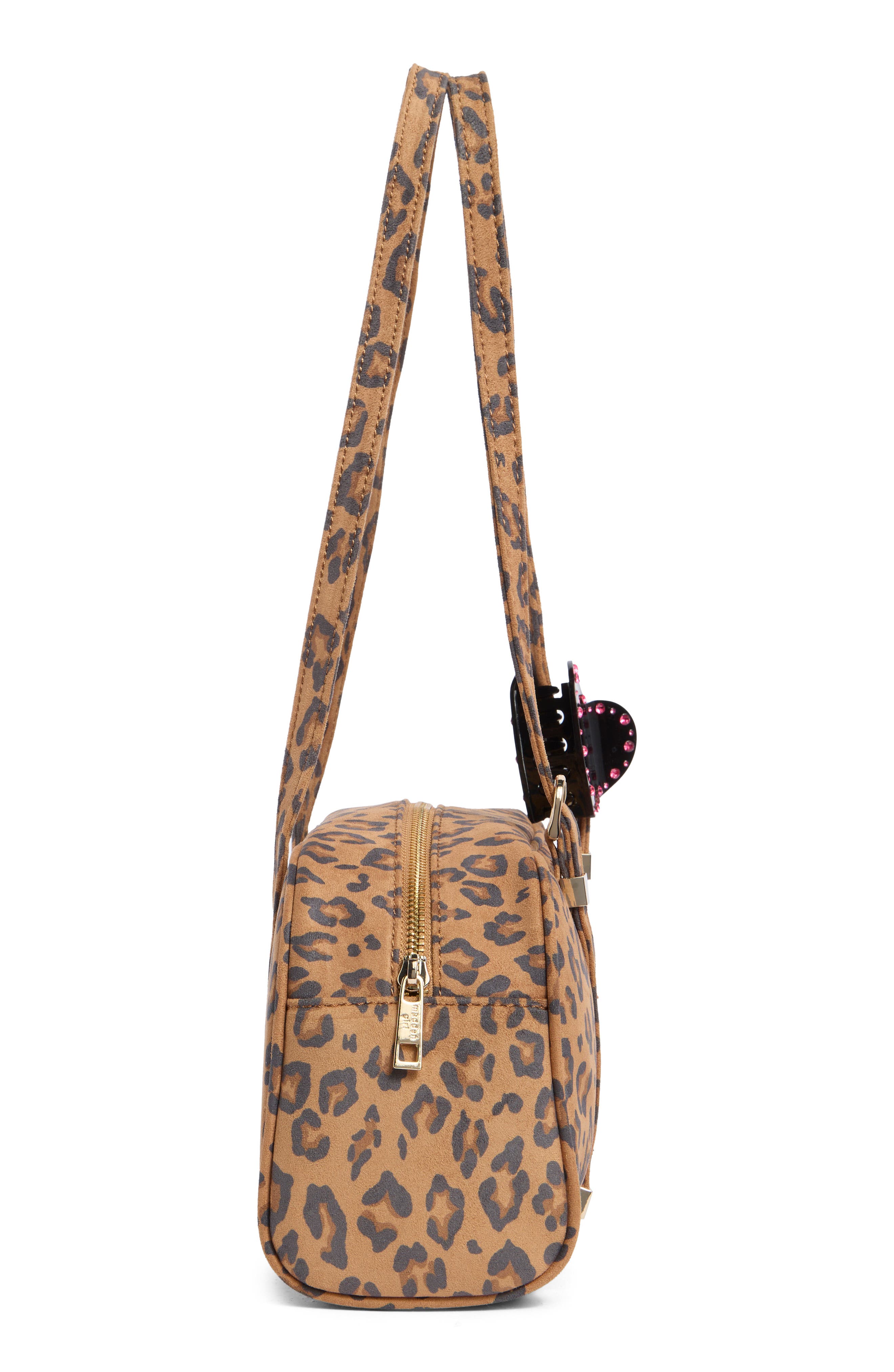 Madden Girl Leopard Faux Suede Bowler Tote, Alternate, color, Leopard
