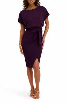 Kensie Tie Front Blouson Dress