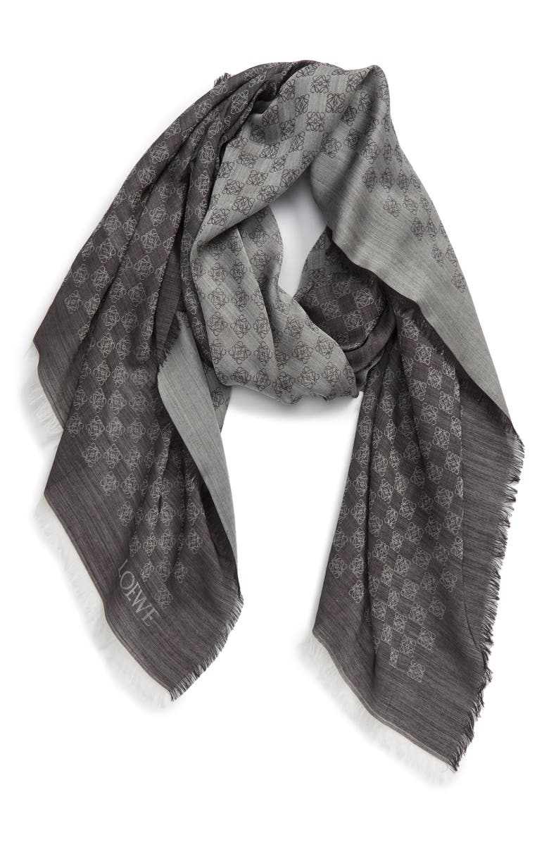 Loewe Monogram Wool & Silk Scarf, Alternate, color, 