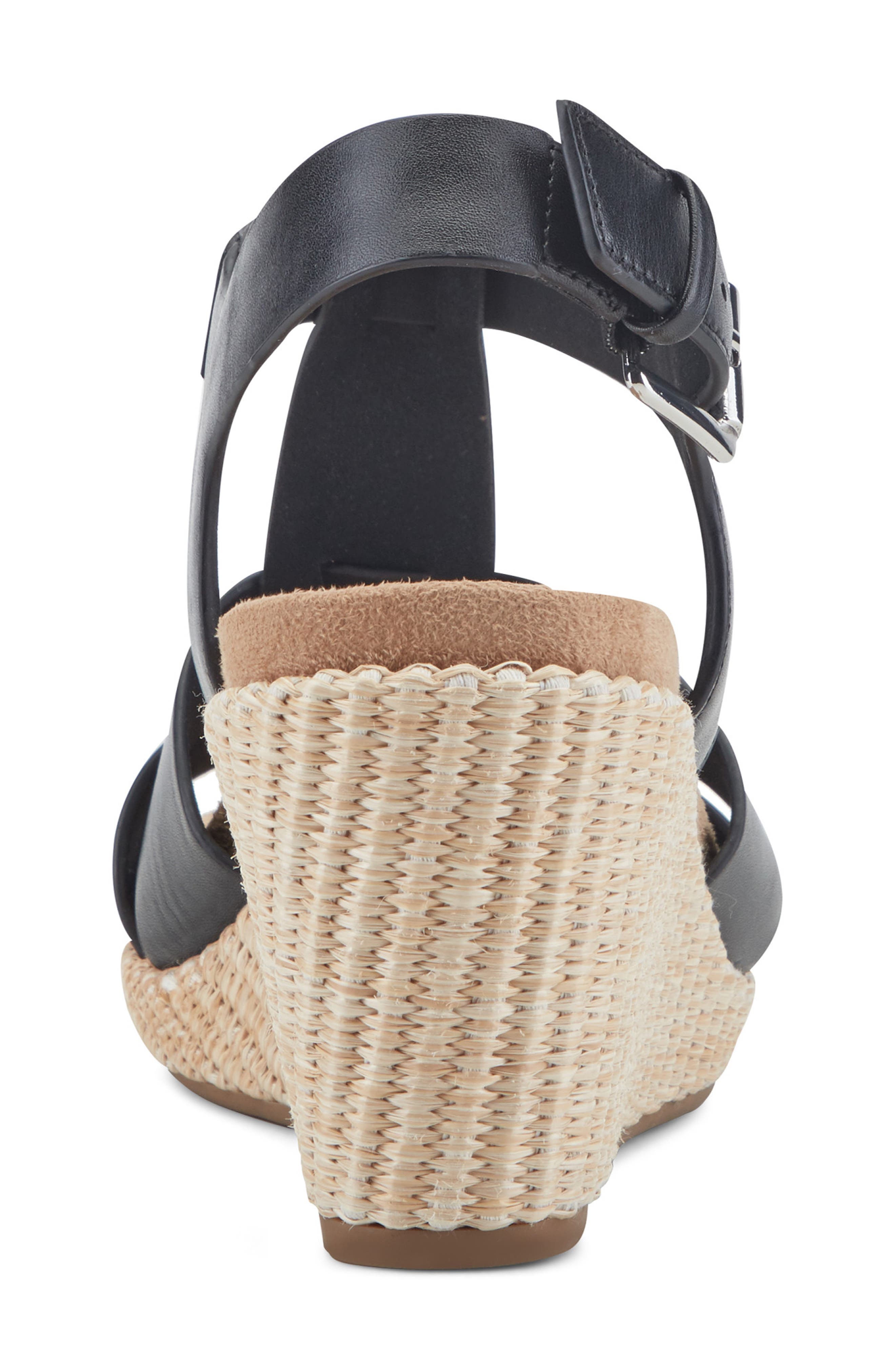 Rockport Belle Wedge Sandal, Alternate, color, Black Leather