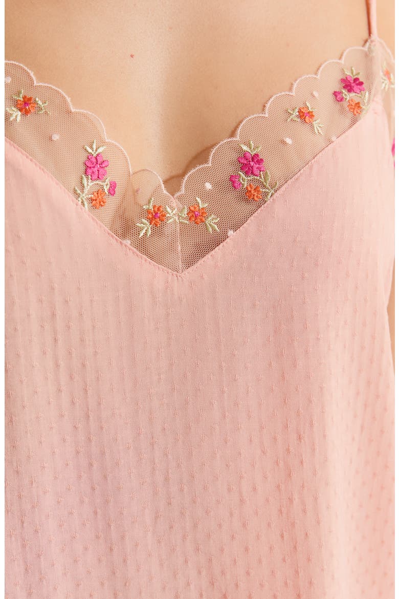 Freesia Floral Lace Trim Camisole, Alternate, color, PINK SALMON