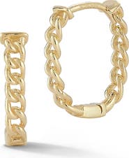 Ember Fine Jewelry <p>14K Gold Oval Curb Huggie Hoop Earrings</p>