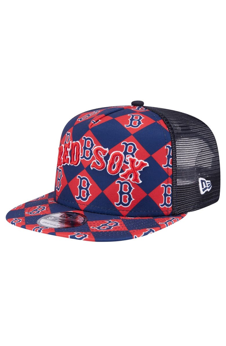New Era Men's New Era Navy Boston Red Sox Seeing Diamonds A-Frame Trucker 9FIFTY Snapback Hat, Main, color, Navy