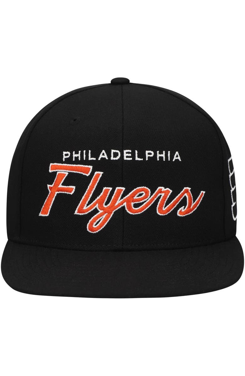 Mitchell & Ness Men's Mitchell & Ness Black Philadelphia Flyers Core Team Script 2.0 Snapback Hat, Alternate, color, Black