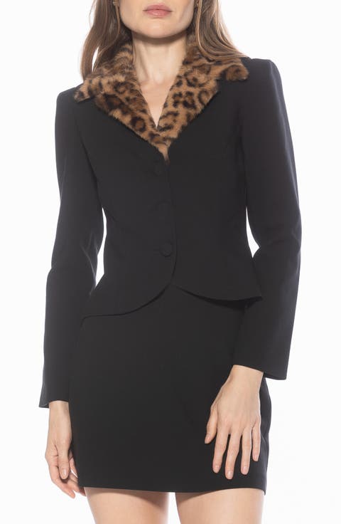 Sabrina Faux Fur Notch Collar Blazer