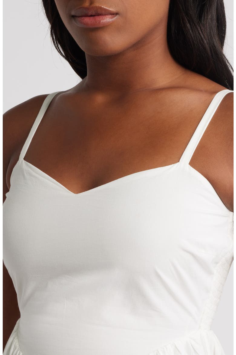 Cami Puffball Drop Waist Midi Dress, Alternate, color, WHITE