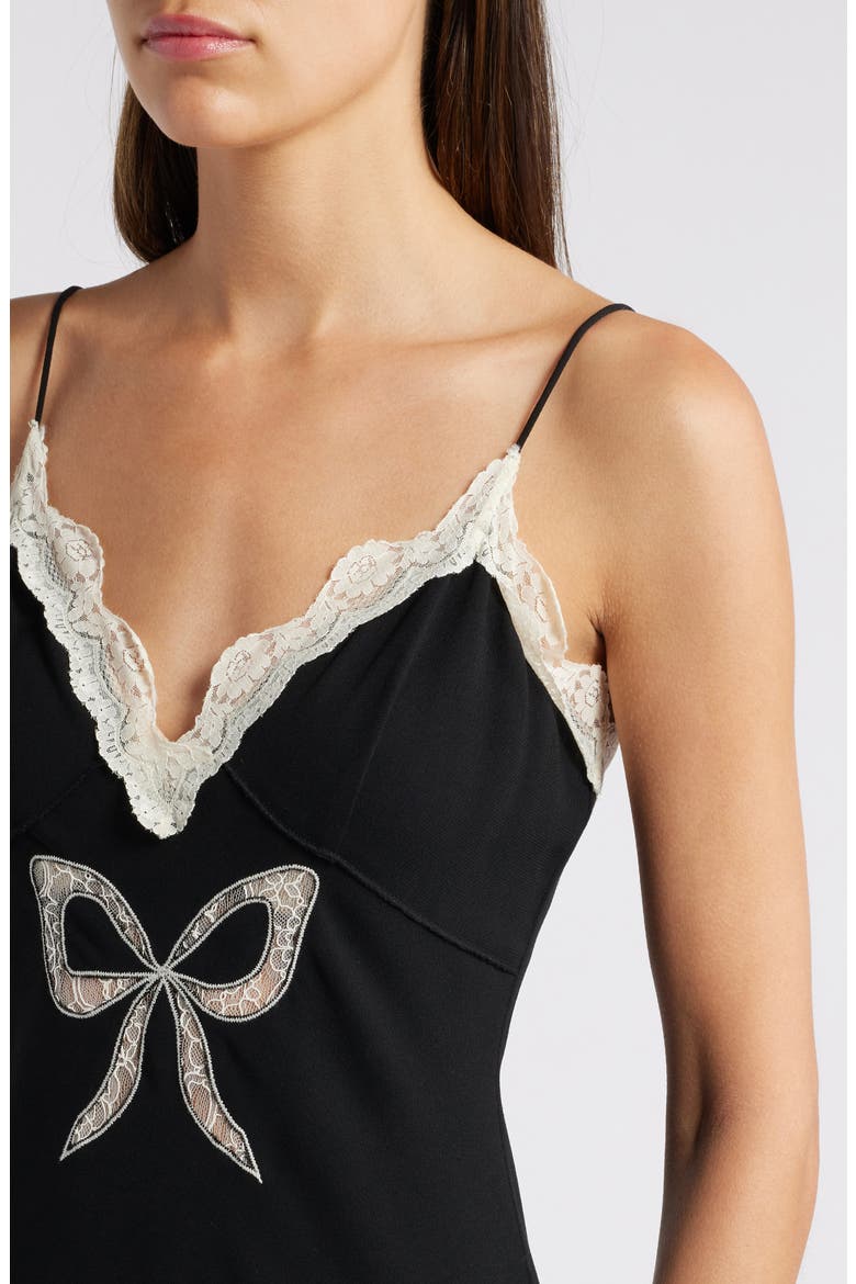 Manuela Lace Trim Maxi Slipdress, Alternate, color, BLACK